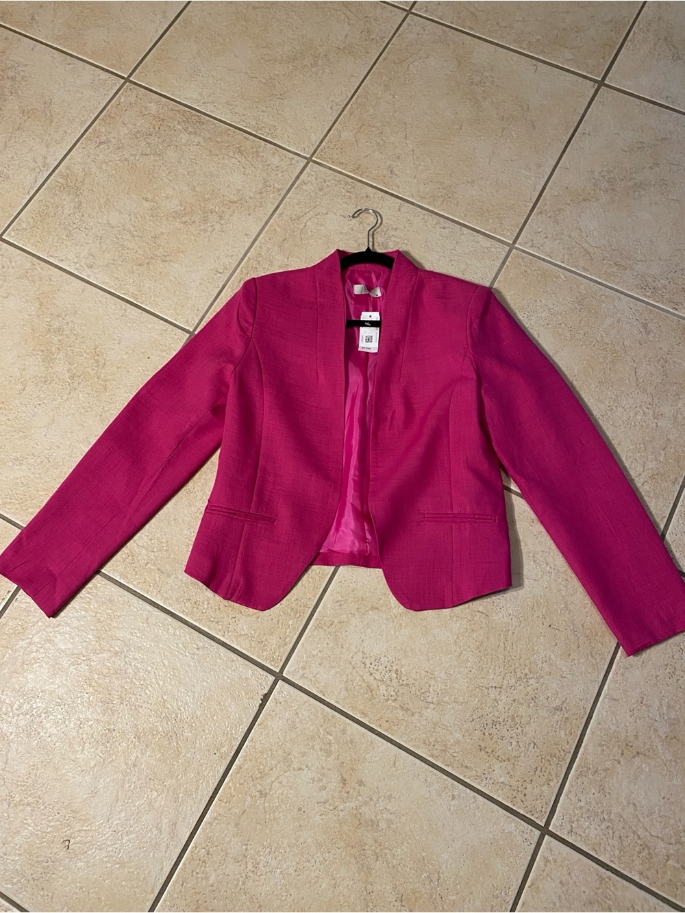 Bright Pink Open-Front Women's Blazer Jacket